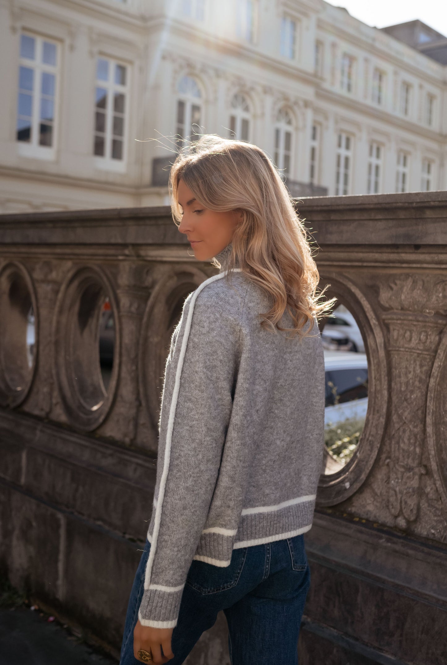 Amelie™ | Grijze gebreide trui