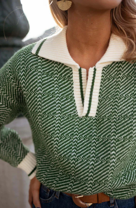 EMILIA™ | De groene trui met V-hals