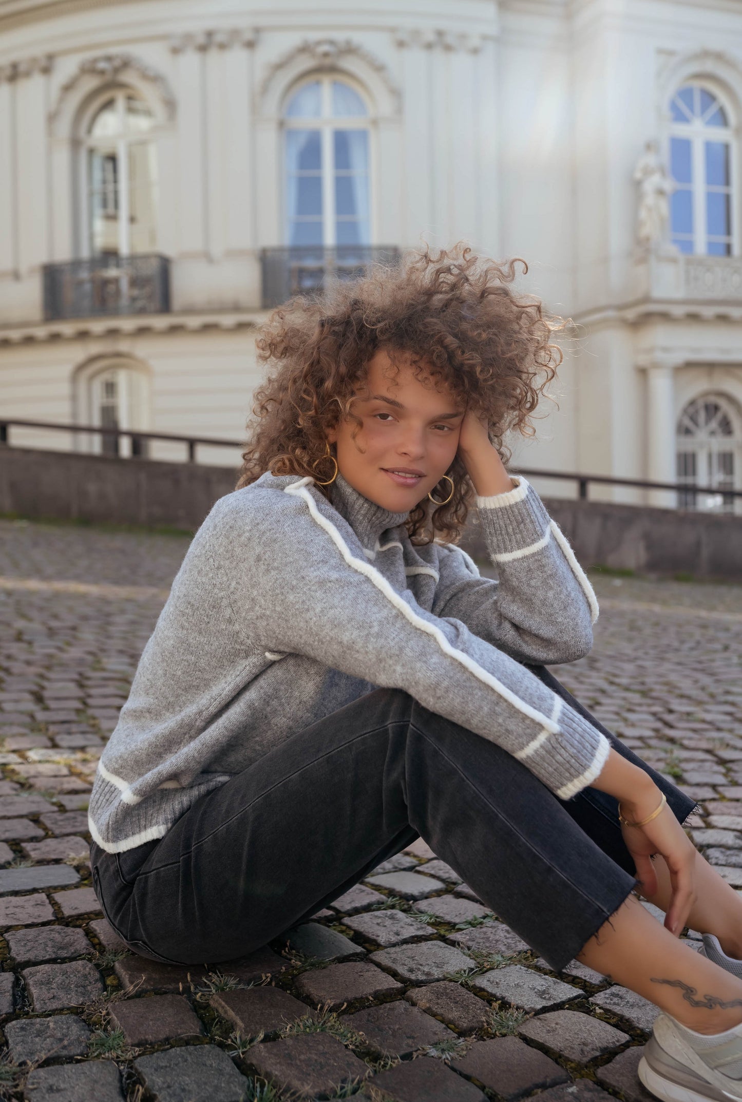 Amelie™ | Grijze gebreide trui