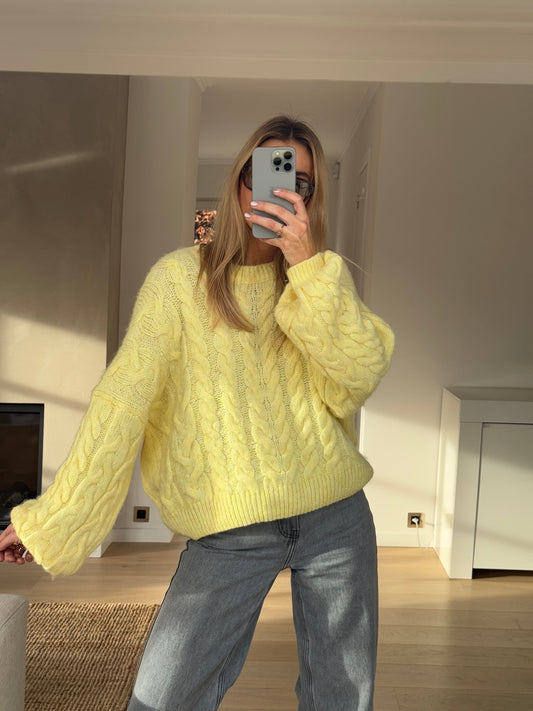 Hannah™ | Gele gebreide trui